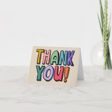 Colorful Fun Hand Lettered Thank You Card