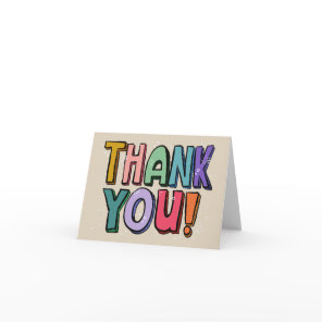 Colorful Fun Hand Lettered Thank You Card