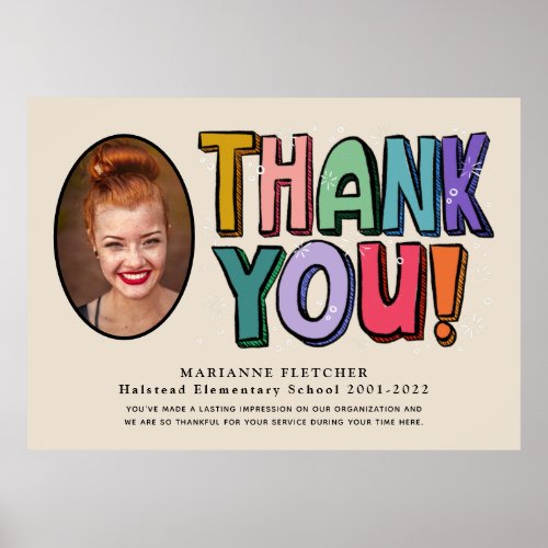 Colorful Fun Hand Lettered Thank You Gift Poster