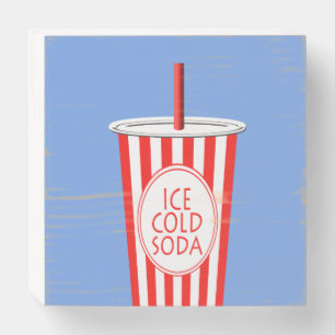 Colorful Fun Ice-Cold Soda To Go Beverage Wooden Box Sign