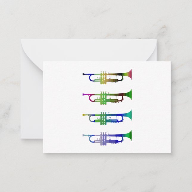 Colorful fun jazz trumpets Flat Note Card (Front)