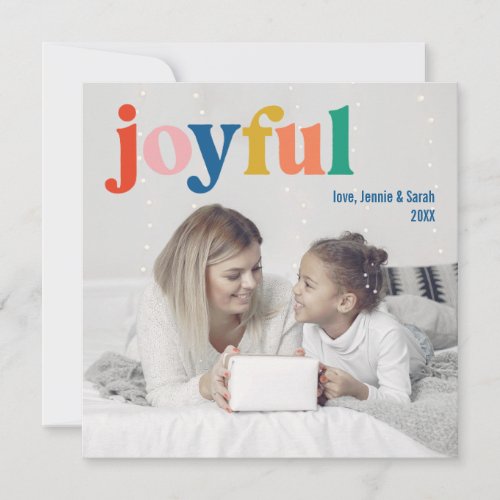 Colorful Fun Joyful Family Photo Holiday Card