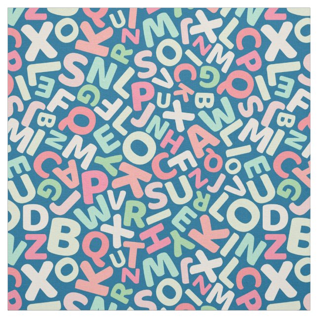 colorful fun kids alphabet fabric by the yard (Swatch)