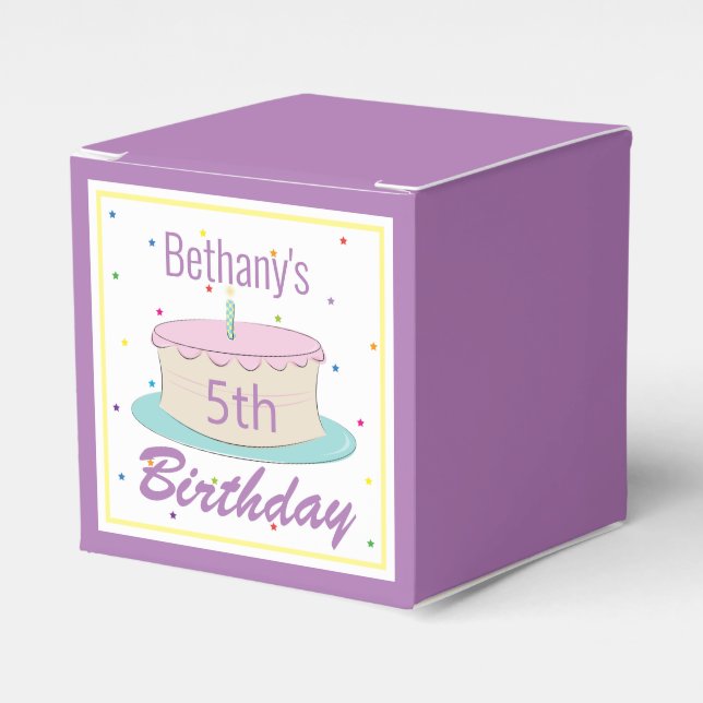 Colorful Fun Kids Birthday Cake Party Favor Boxes (Front Side)
