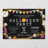 Colorful Fun Kids Halloween Party Invitation