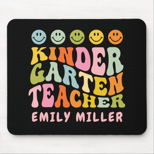 Colorful Fun Kindergarten Teacher Custom Name Mouse Pad