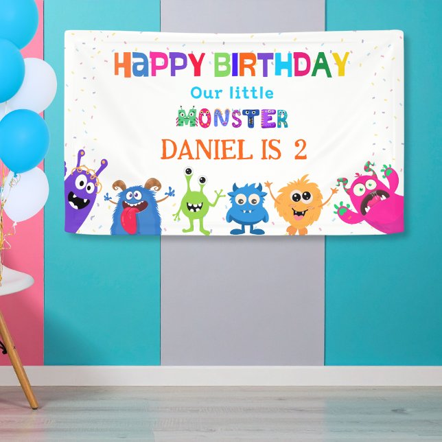 Colorful Fun Little Monster Birthday Party Banner (Creator Uploaded)