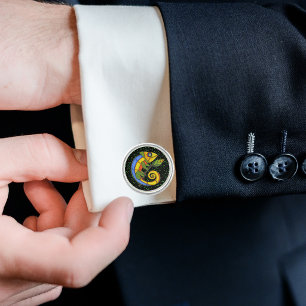 Colorful Fun Lizard Branch Dots Cufflinks
