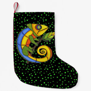 Colorful Fun Lizard Branch Dots Small Christmas Stocking
