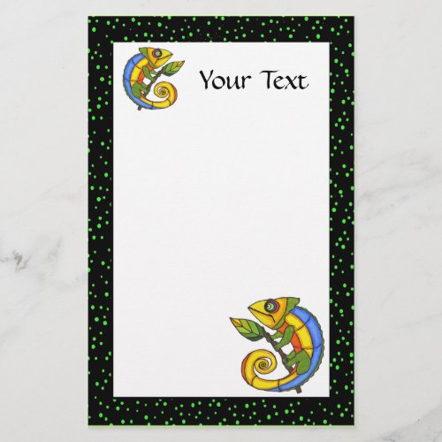Colorful Fun Lizard on a Branch Stationery