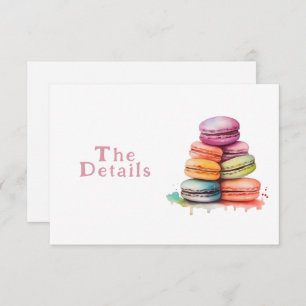 Colorful fun macaroons wedding Details Enclosure Card