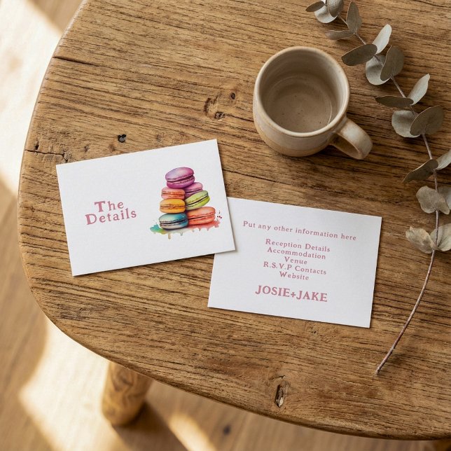 Colorful fun macaroons wedding Details Enclosure Card (Colorful fun macaroons wedding Details Enclosure Card.)