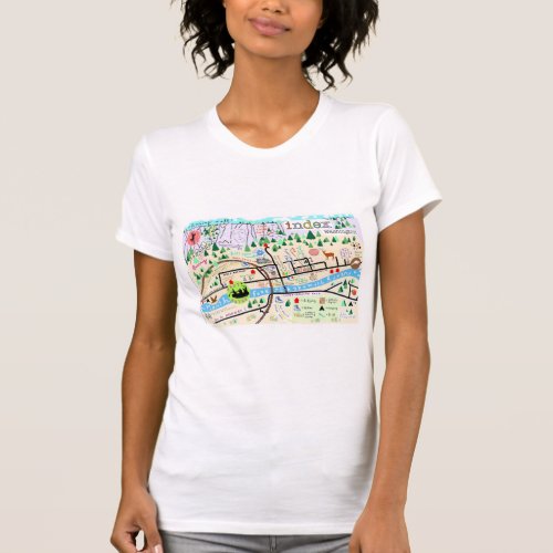 Colorful fun map of beautiful Index Washington T_Shirt