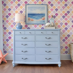 Colorful Fun Mermaid Fish Scale Rainbow Pattern Wallpaper