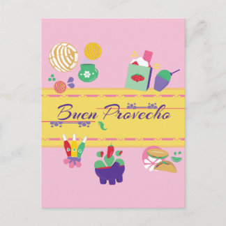 colorful fun Mexican food postcard