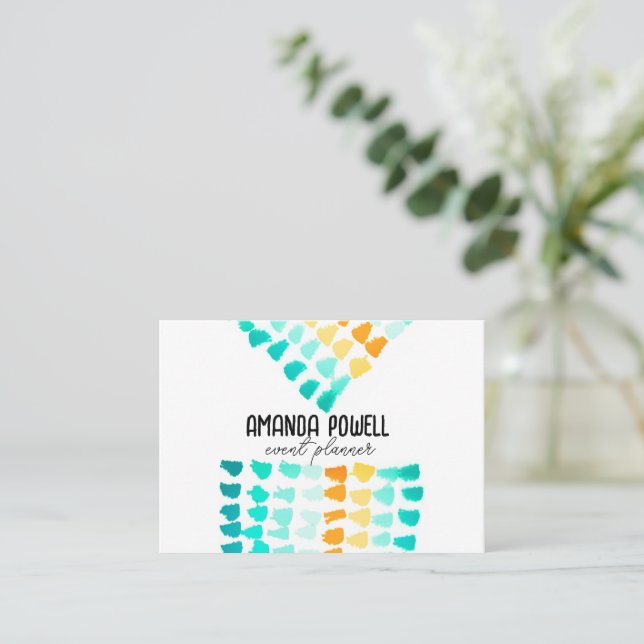 colorful fun modern clean patterned custom  business card (Standing Front)