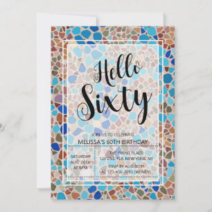 Colorful & Fun Mosaic Hello Sixty 60th Birthday Invitation