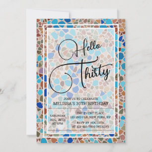 Colorful & Fun Mosaic Hello Thirty 30th Birthday Invitation