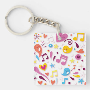Colorful Fun Music Notes Keychain