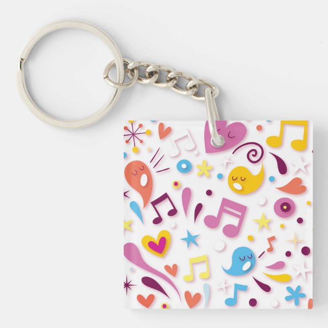 Colorful Fun Music Notes Keychain (Front)