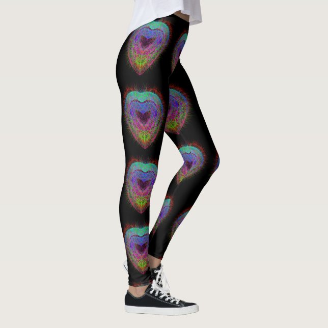 Colorful fun neon Graffiti sparkling heart design Leggings (Right)