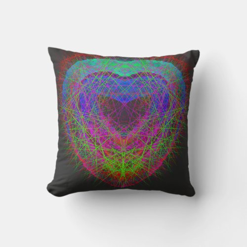 Colorful fun neon Graffiti sparkling heart design Throw Pillow