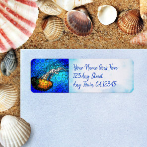 Colorful fun ocean jellyfish custom script address label