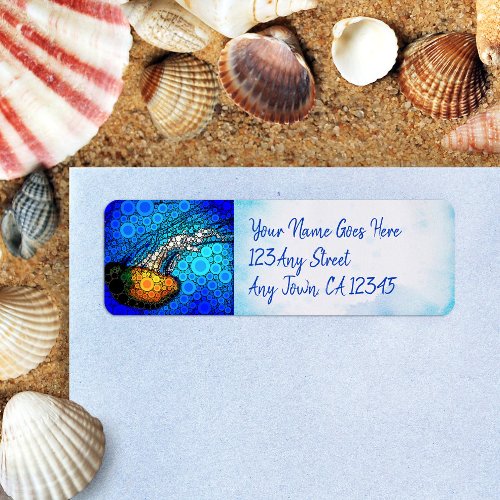 Colorful fun ocean jellyfish custom script address label