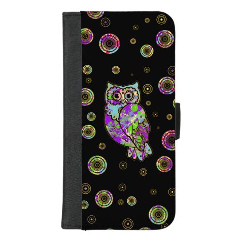 Colorful fun owl iPhone 87 plus wallet case