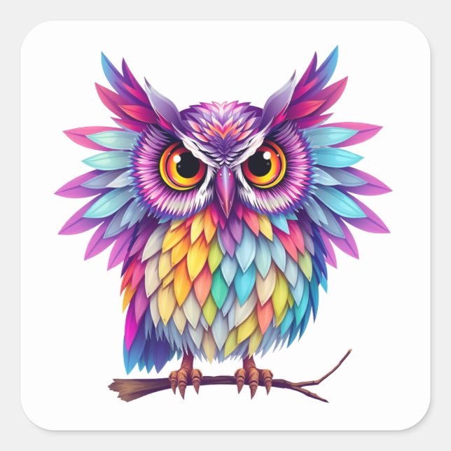 Colorful Fun Owl Stickers (Front)