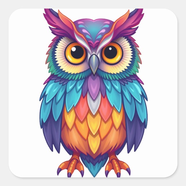 Colorful Fun Owl Stickers (Front)