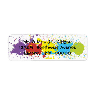 Colorful Fun Paint Splash Return Address Label