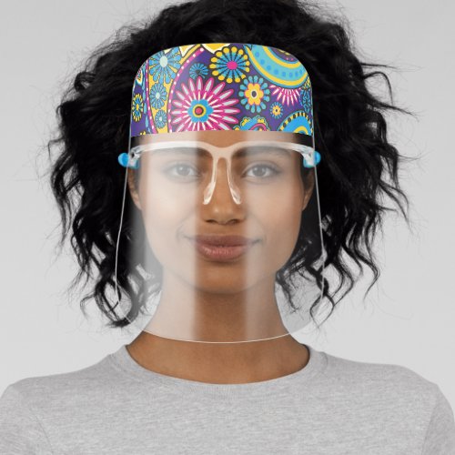 Colorful Fun Paisley Floral Face Shield