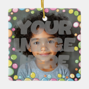 Colorful Fun Pastel Bubble Frame Border for Photos Ceramic Ornament