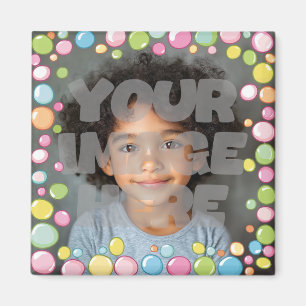 Colorful Fun Pastel Bubble Frame Border for Photos Magnet