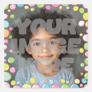 Colorful Fun Pastel Bubble Frame Border for Photos Square Sticker