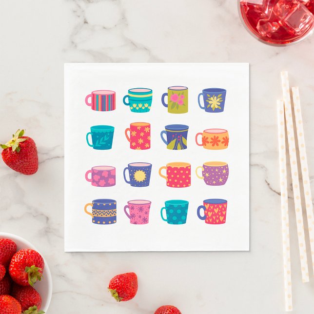 Colorful Fun Patterned Coffee Mug Set  Napkins (Creator Uploaded)