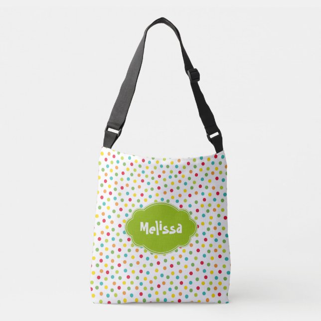 Colorful Fun Polka Dotted Customized Add Name Bag (Front)