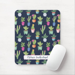 Colorful Fun Potted Plants & Cactus Personalized Mouse Pad