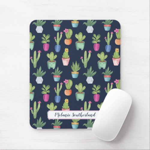 Colorful Fun Potted Plants  Cactus Personalized Mouse Pad