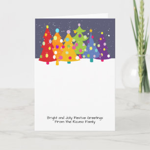 Colorful Fun Rainbow Christmas Trees Holiday Card