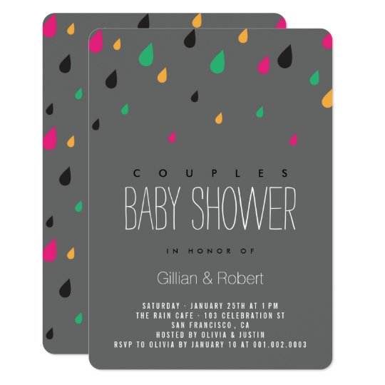 Colorful Fun Raindrops Couples Baby Shower Invite | Zazzle.com