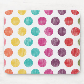 Colorful Fun Retro Polka Dot Pattern Mouse Pad