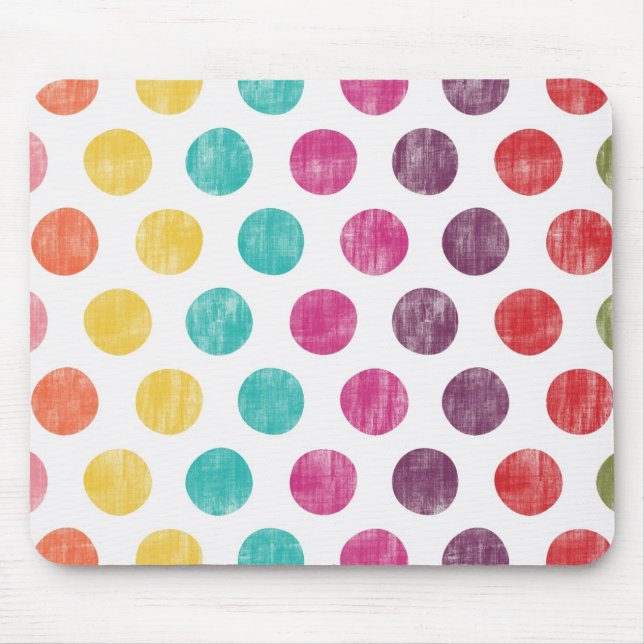 Colorful Fun Retro Polka Dot Pattern Mouse Pad (Front)