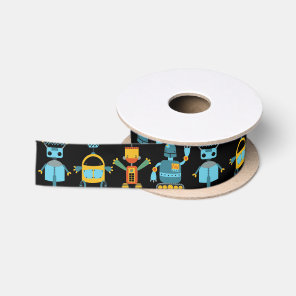 Colorful Fun Robots for Kids Satin Ribbon