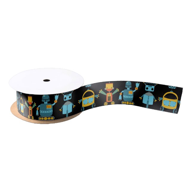 Colorful Fun Robots for Kids Satin Ribbon (Spool)