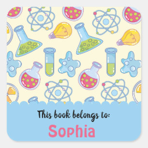 Colorful Fun School Science Pattern Personalized S Square Sticker