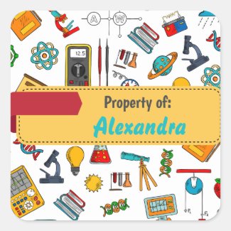 Colorful Fun School Supplies Pattern Personalized 