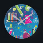Colorful Fun Science Chemistry Personalized Office Round Clock<br><div class="desc">Customize with any text.</div>