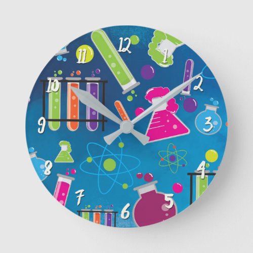 Colorful Fun Science Chemistry Personalized Office Round Clock
